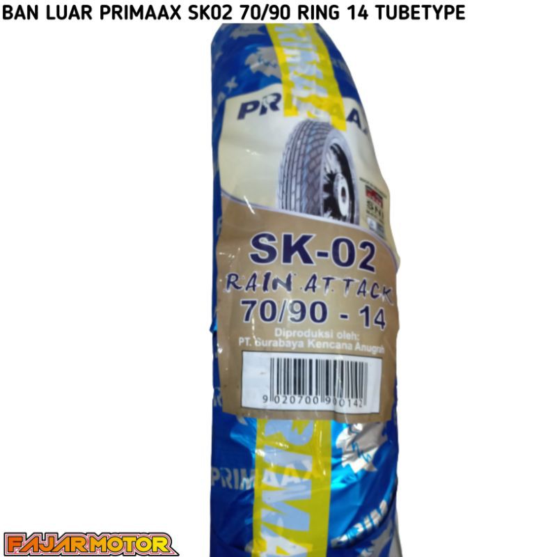 BAN LUAR PRIMAAX SK02 70/90 RING 14 TUBETYPE MATIC