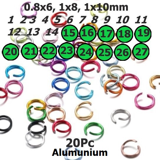 Ring Terbuka/Konektor Split Bahan Aluminum Warna-Warni Ada 27 Model 15-27 Harga/20Pc