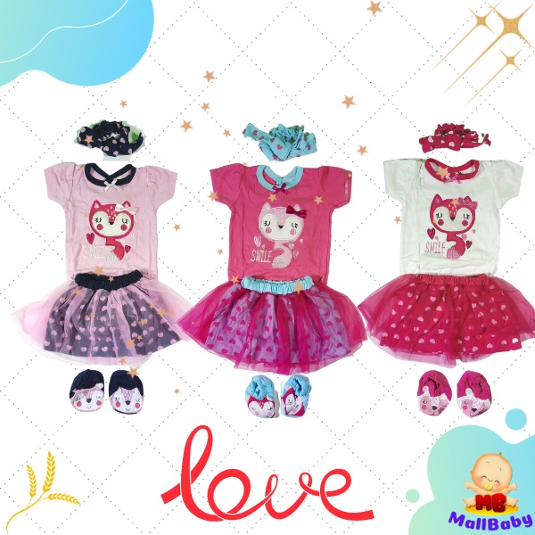 BAJU BAYI PEREMPUAN JUMPER BAYI LUCU SET LOVE SMILE