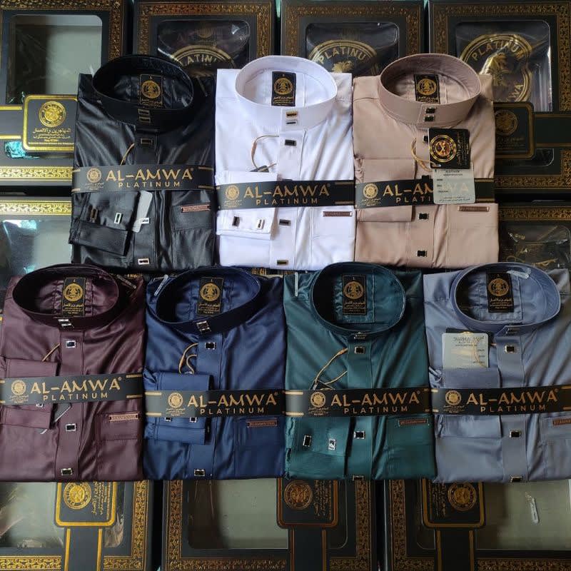 Jubah Pria Lengan Panjang Al Amwa Polyester - Gamis Platinum Al Amwa Lengan Panjang - Jubah Platinum