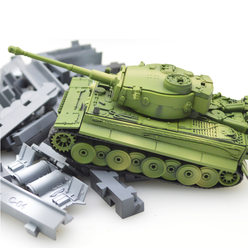 Mainan Rakitan Balok Bangunan Model Tank Militer Tiger 4D 1 / 72 DIY Untuk Anak