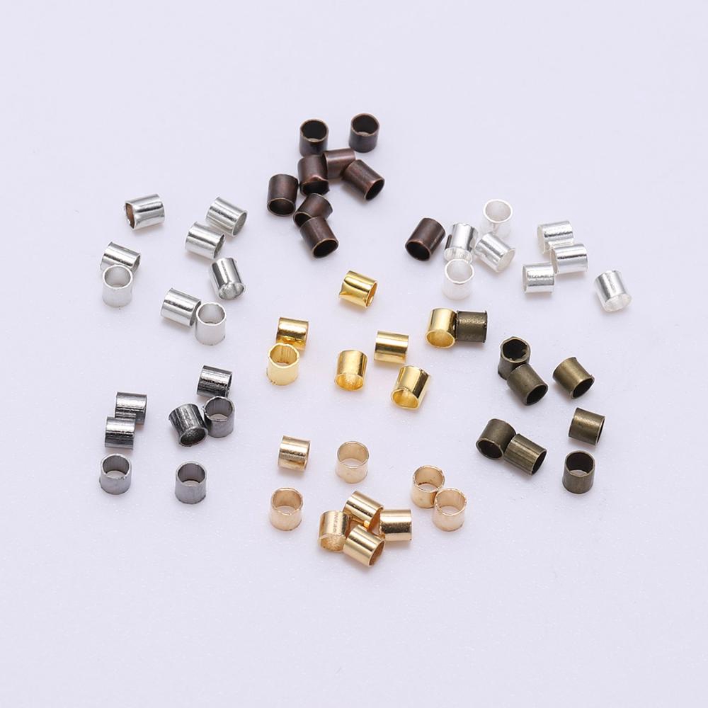 500pcs Manik-Manik Tabung Crimp End Stopper 1.5 2.0 2.5mm Warna Gold Silver Tembaga Untuk Membuat Perhiasan Kalung