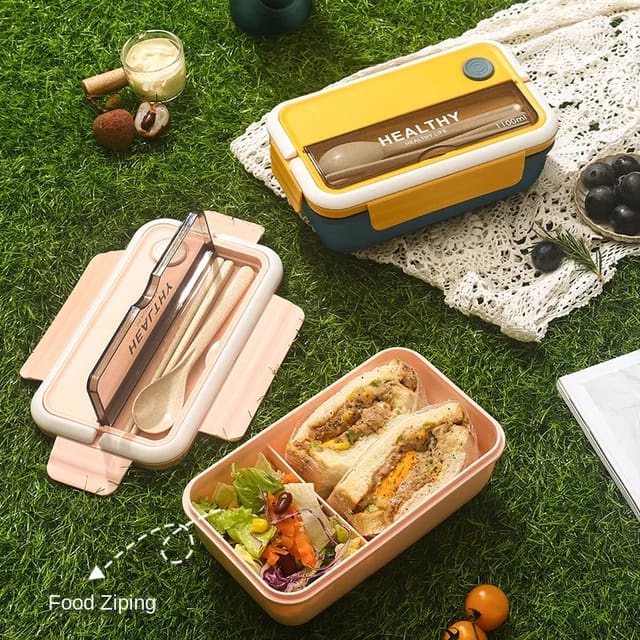 lunch box bento kotak makan set 1100 ml healthy kotak bekal BPA free