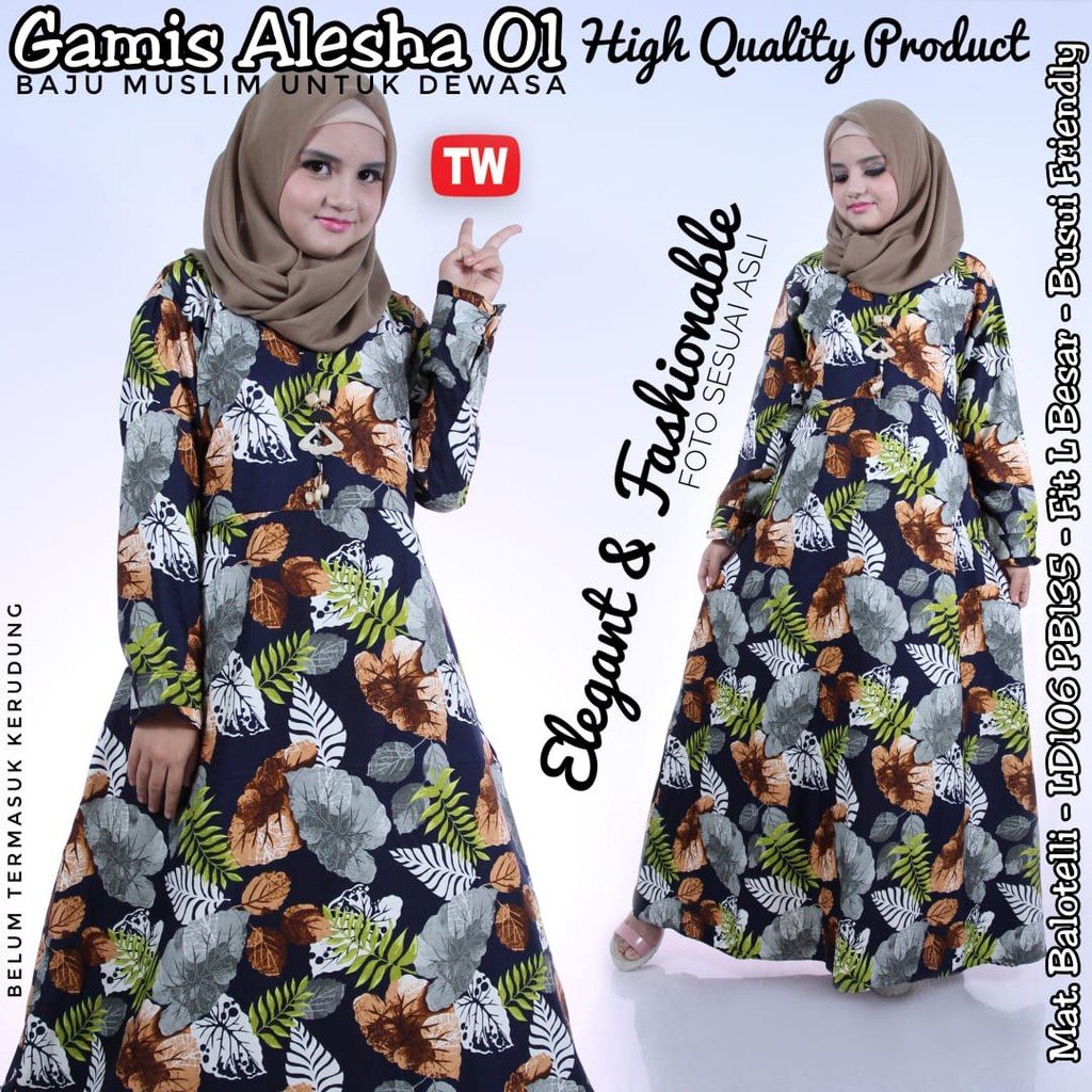 Gamis Alesha mat toyoba fit xl  ld 106 cm pb 130cm