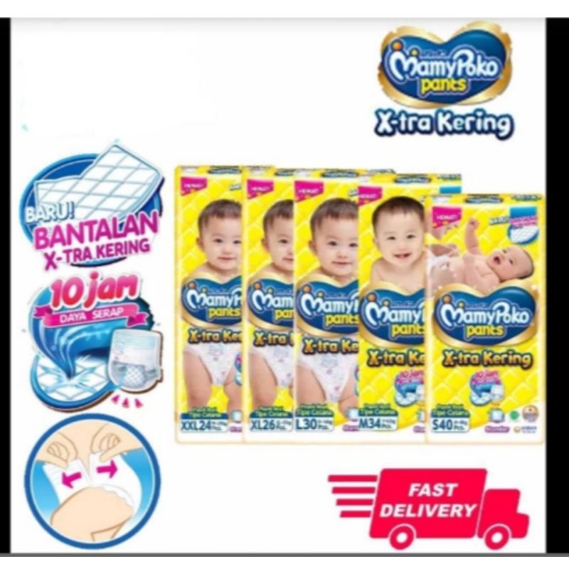 PEMPERS MAMYPOKO bayi S40/M34/L30/XL26/XXL24