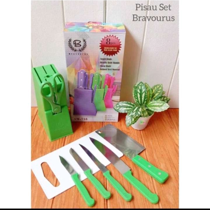 (RS)PISAU SET WADAH TALENAN 8 PCS WARNA WARNI MURAH STAINLESS STEEL BESI