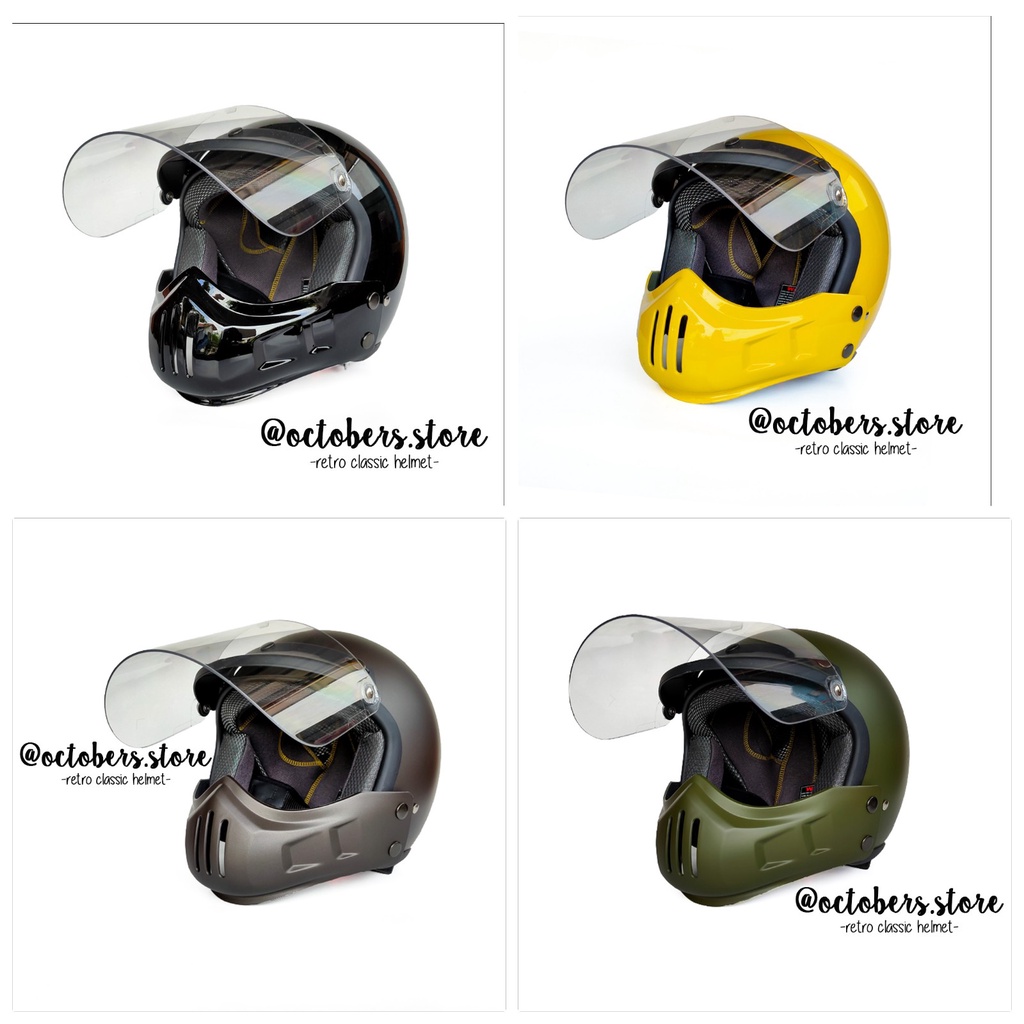 HELM CAKIL MODULAR (HALF FACE / FULL FACE) + KACA DATAR BENING - HELM RETRO - HELM BOGO