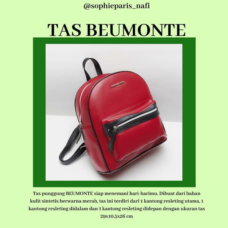 TAS BEUMONTE SOPHIE MARTIN PARIS MURAH PROMO RANSEL BAG SHOPEE