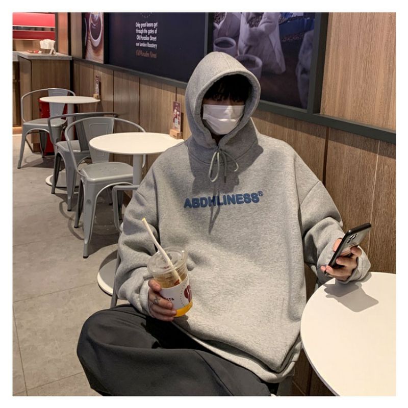 Hoodie Jumper BIG SIZE (S - 6XL) Jaket Sweater ABDHLINE88 Korean Style OVERSIZE Simple Words ABDHLINESS Unisex JUMBO S M L XL 2XL 3XL 4XL 5XL 6XL Hitam Putih Grey Abu Tua