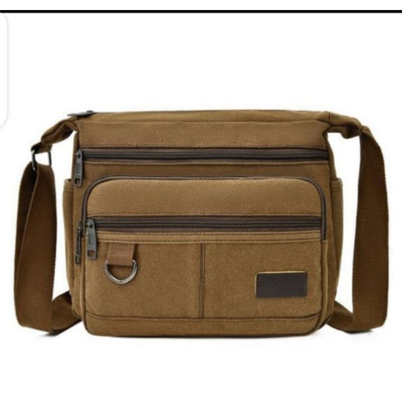 tas selempang pria import kain kanvas tebal
