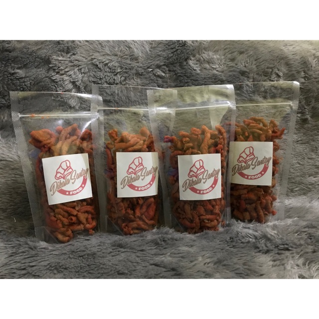 

Kripik usus ayam crispy extra pedas