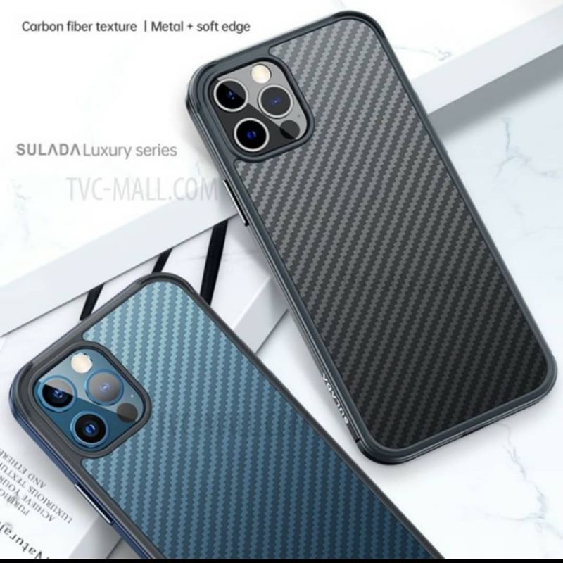 IPHONE 11 PRO MAX SULADA Carbon Fiber Premium Texture Hybrid Back Case