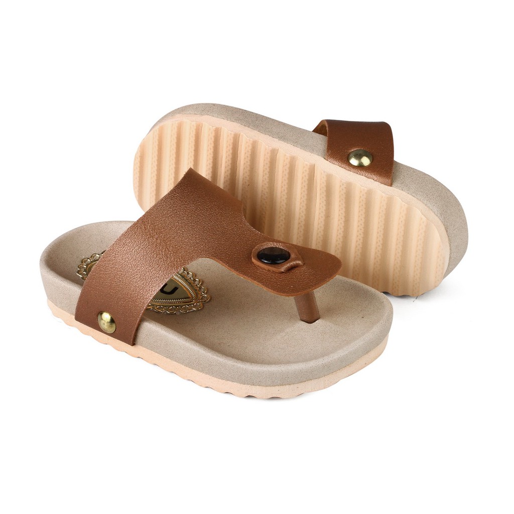 sandal capit anak unisex simple ringan CK BROWN