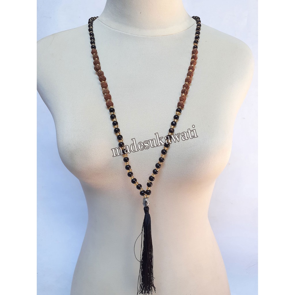 Kalung Budha Tasbih mutiara genitri kuncir