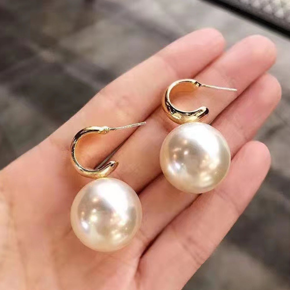 【COD Tangding】Simple Pearl Earrings Female Korean Internet Personality Earstuds Fashion Accessories