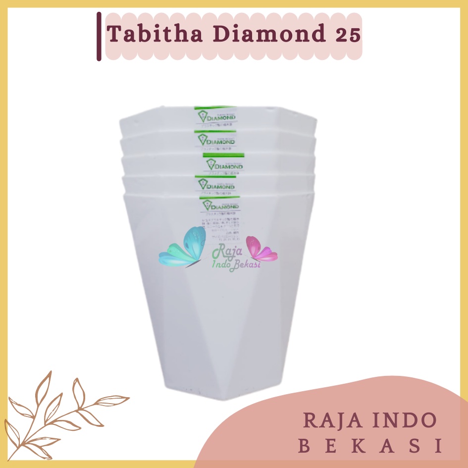 Rajaindobekasi Pot Tabitha Diamond 25 Putih Pot Bunga Tanaman Tinggi Pot Diamond Tabitha Putih Pink 20 25 30 35 Grosir