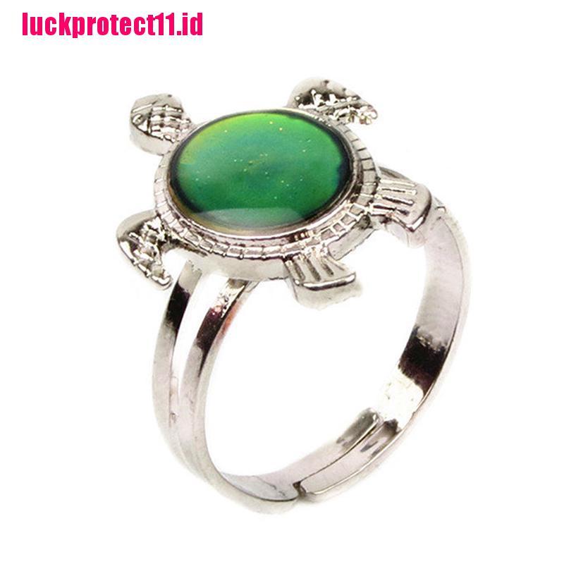 (LUCK) 1pc Cincin Bentuk Kura-Kura Dapat Berubah Warna Sesuai Temperatur Untuk Wanita