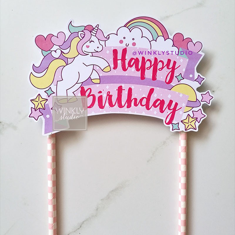 Big Cake Topper Unicorn Ready / Unicorn Topper Kue Tart / Hiasan Kue Ulang Tahun Girl