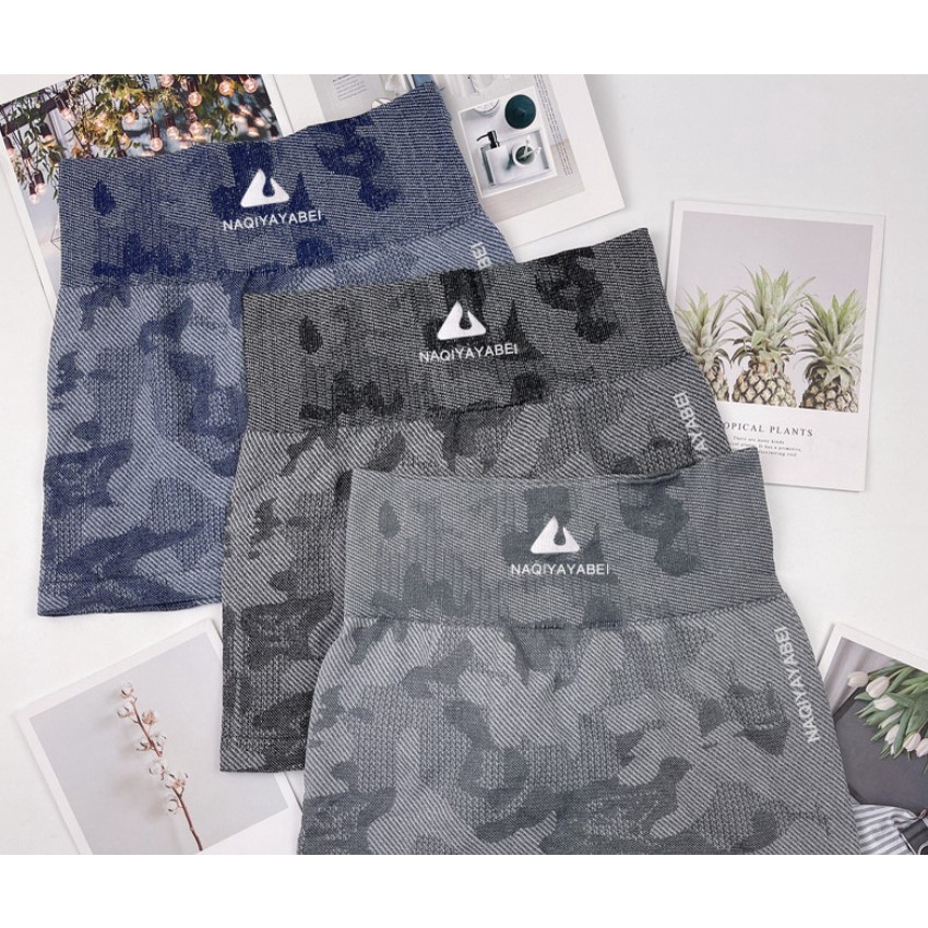 Celana legging Camo ketat pendek pakaian dalam wanita yoga sport gym spandex high waist dalaman bawa