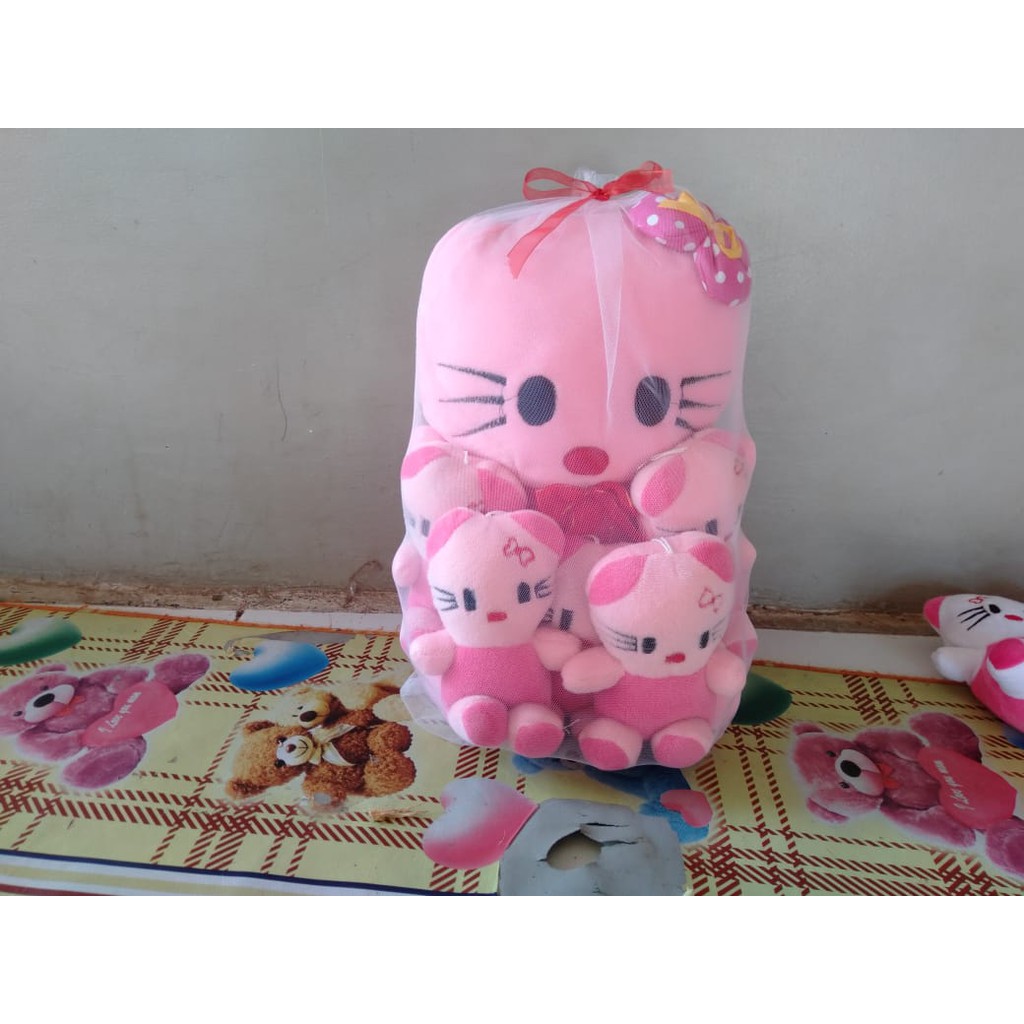 Boneka hello kitty beranak 5 size L