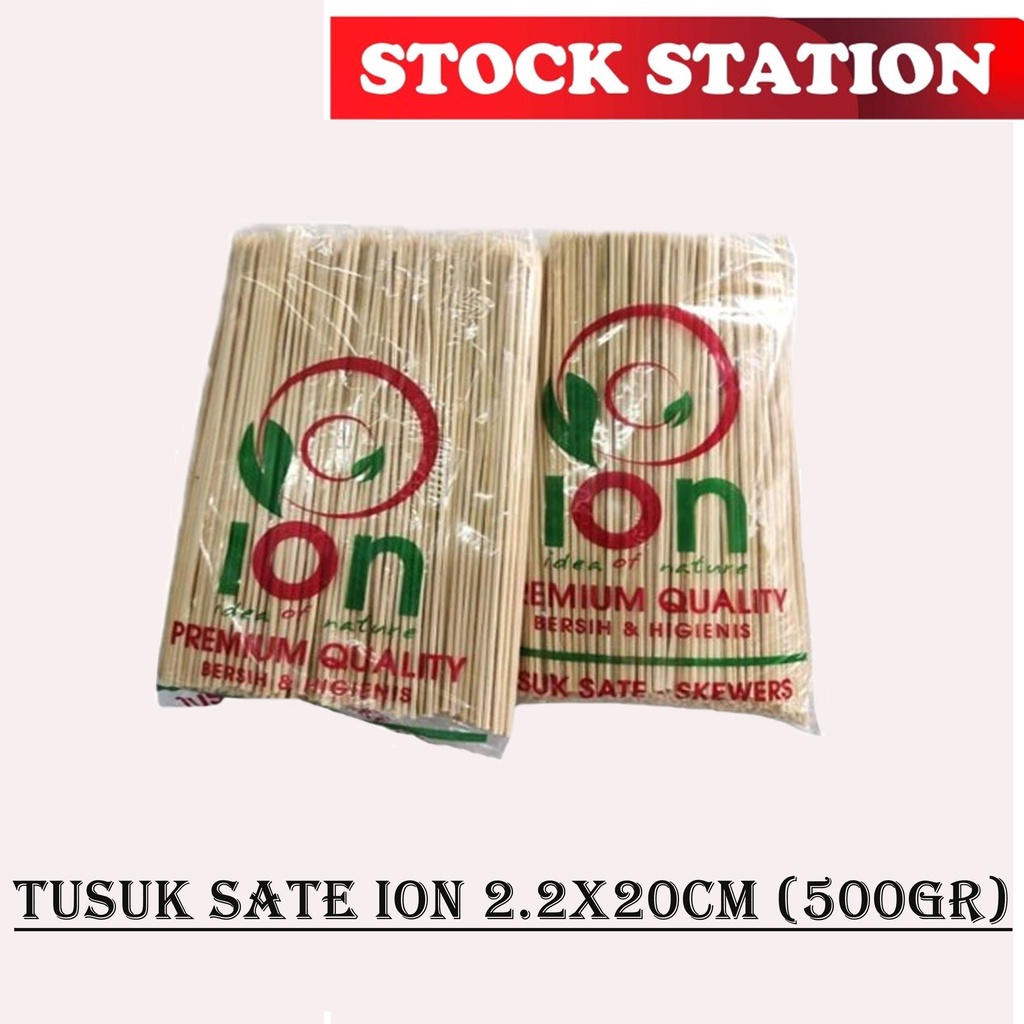Tusuk Sate ION bambu bulat 2.2mm x 20cm 500gr dan 2.5mm x 20cm 500gr