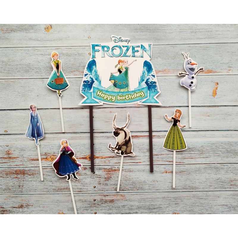 hiasan nasi tumpeng cake topper hiasan kue ulang tahun satu set karakter FROZEN Frozen