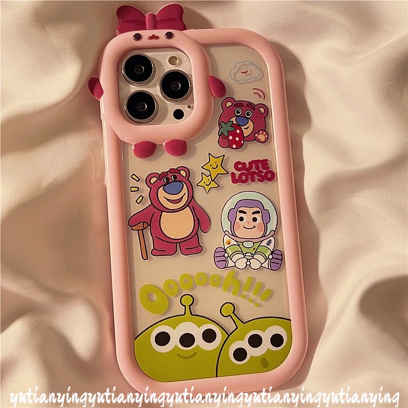 Casing Pasangan Lensa 3D Bow-knot Little Monster Oppo A17 A57 2022 A15 A76 A96 A3s A7 A5s A12 A53 A17K Reno 4F 5F 5 7 A74 A95 A16K A52 A55 A54 A16 A31 A5 A9 A16s A15S Toy Story Sarung Cover Sarung