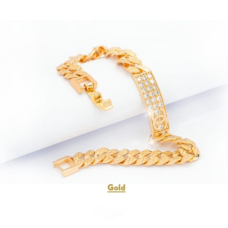 Gelang tangan Motif Flat full Permata Chnal Perhiasan Wanita mewah 24K