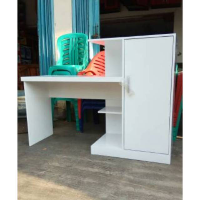 Meja belajar minimalis custom putih