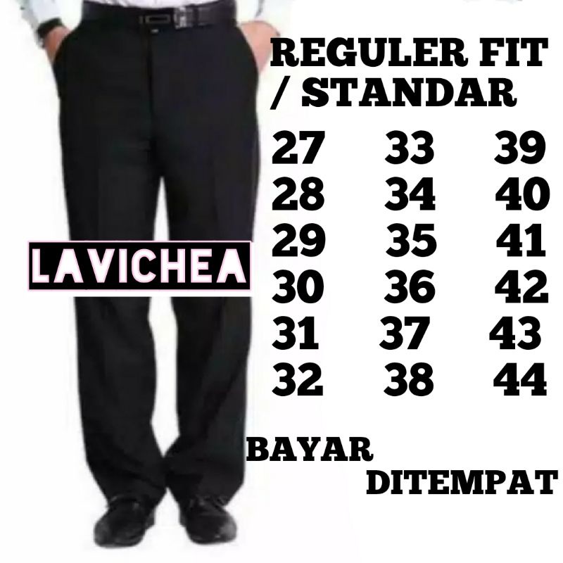Celana Kain Pria Formal Standar Kerja Harian Warna Hitam Size 27 - 44