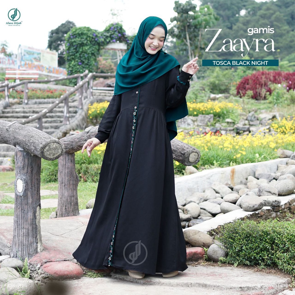 GAMIS ZAAYRA TOSCA BLACK NIGHT BY ALWA HIJAB MAXI DRESS SYARI BAJU BUSANA MUSLIM WANITA BUSUI FRIEND