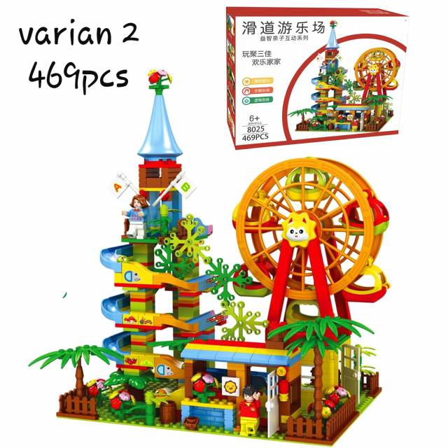 Tma / Mainan Anak Balok Susun Set Rail Seluncuran Dan Bola / Balok Classic Themepark