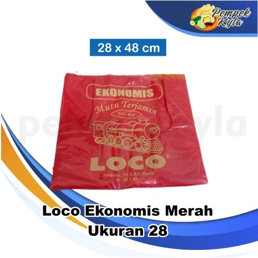 Kantong Plastik Kresek Loco Ekonomis 28 x 48 Merah isi 50 lembar