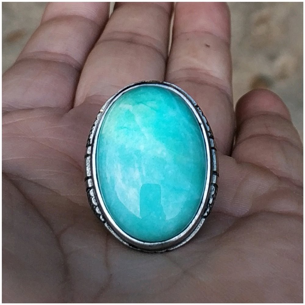 CINCIN BATU AKIK NATURAL BLUE AMAZONITE BIG SIZE HIGH QUALITY