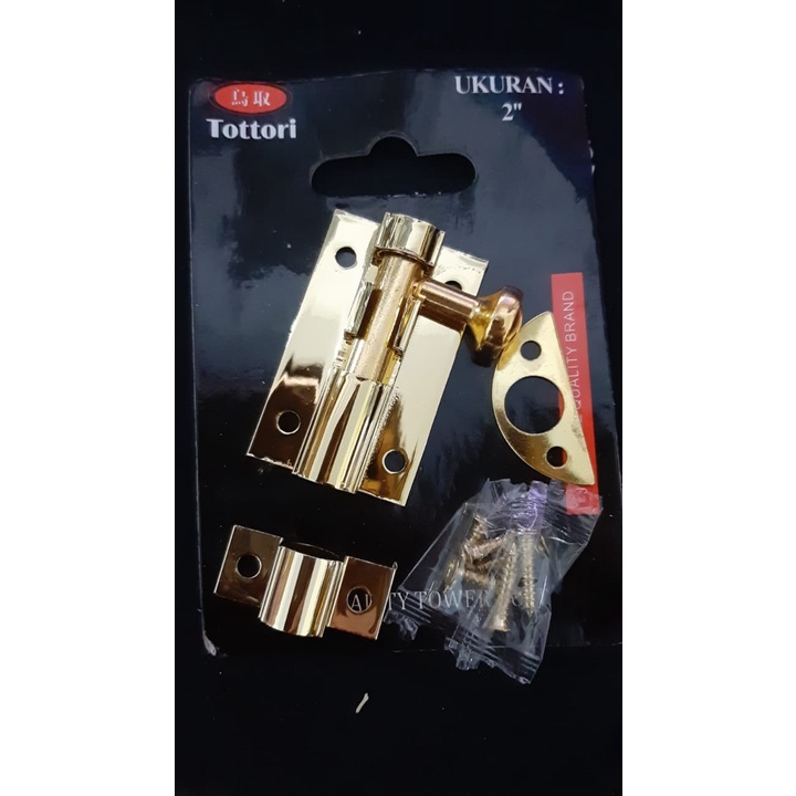 GRENDEL ALUMINIUM 2&quot; GP/ SELOT SLOT JENDELA PINTU LEMARI KANDANG GOLD