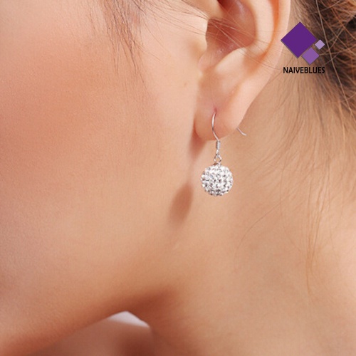 Anting Kait Gantung Lapis Silver Hias Kristal Untuk Wanita