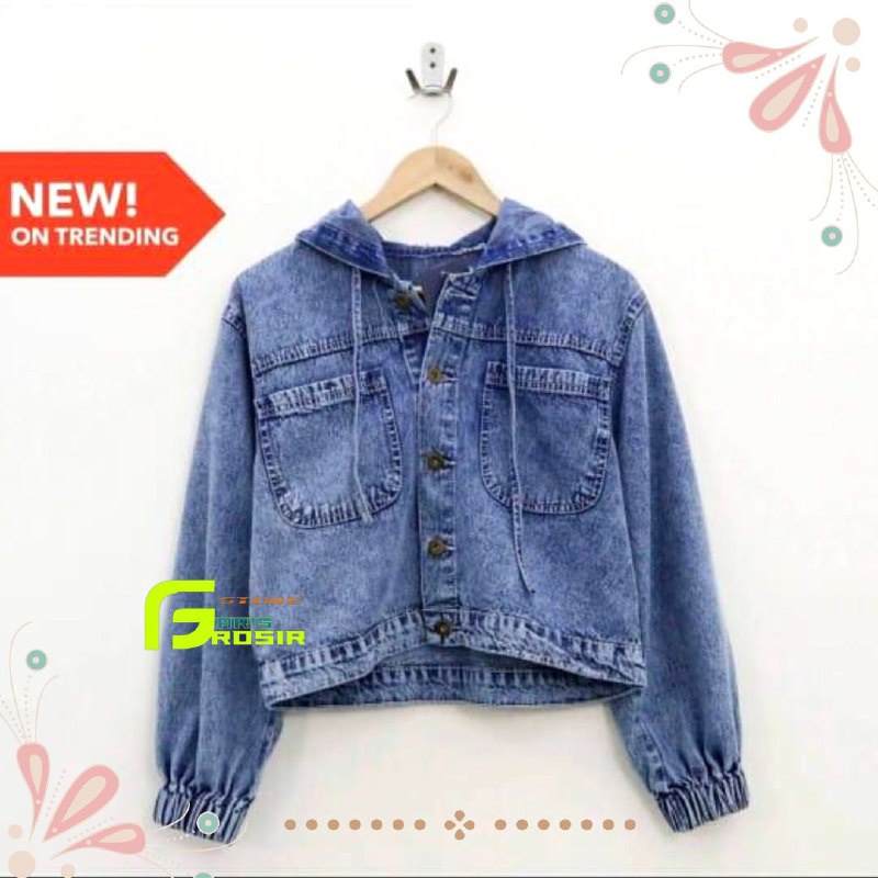Jaket Jeans Wanita Hoodie Jacket Denim Tebal Jumbo Korean Style Terbaru