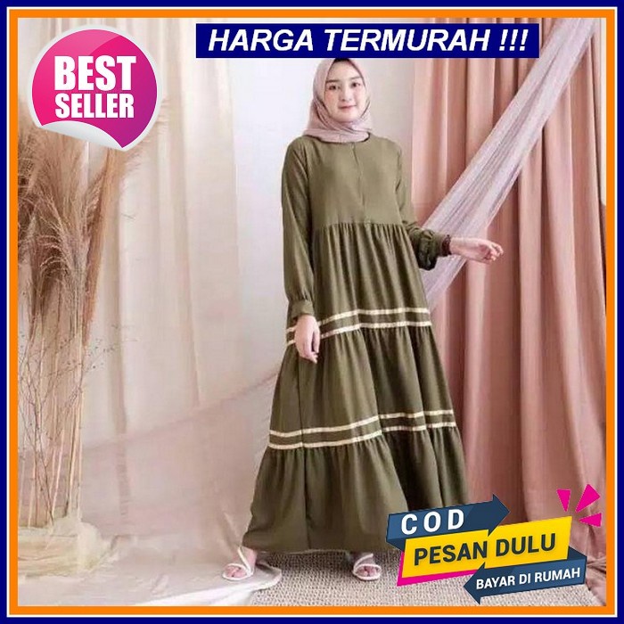 Baju Gamis Midi Pesta Big Size Muslim Wanita Harian Kekinian Terbaru 2021 Rayon Viscose Jumbo Ld 110