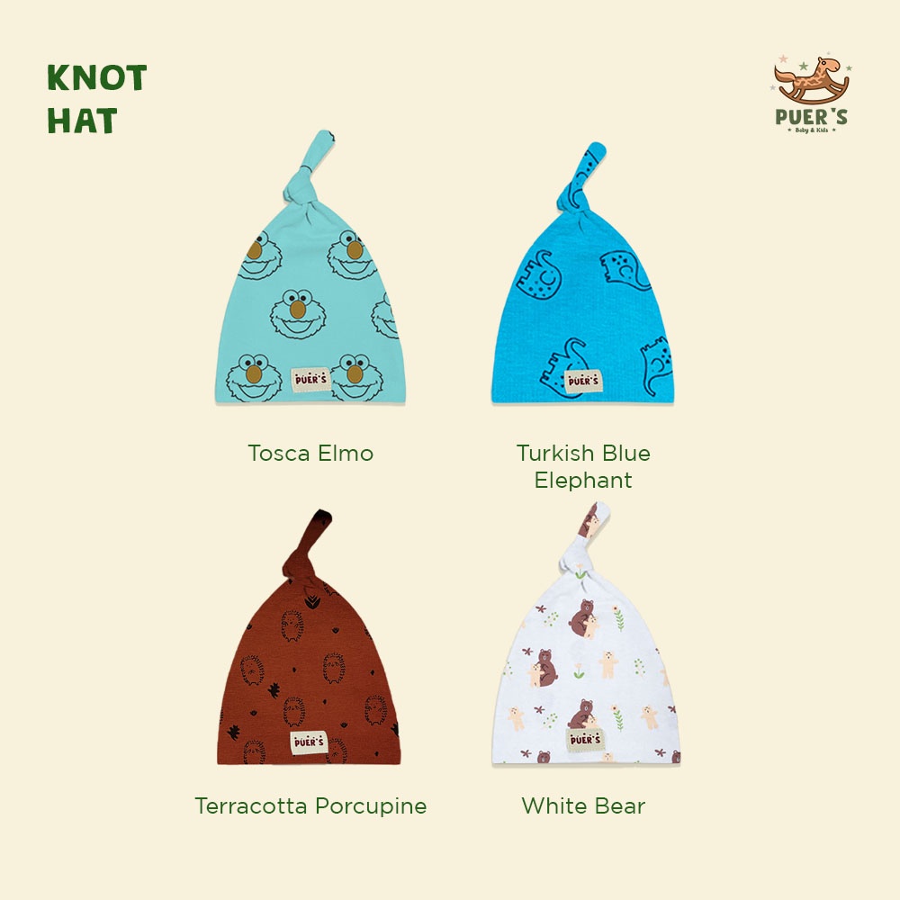 KNOT HAT NEWBORN (TOPI BAYI) PUER’S MOTIF (CODE AWALAN HURUF T-W)