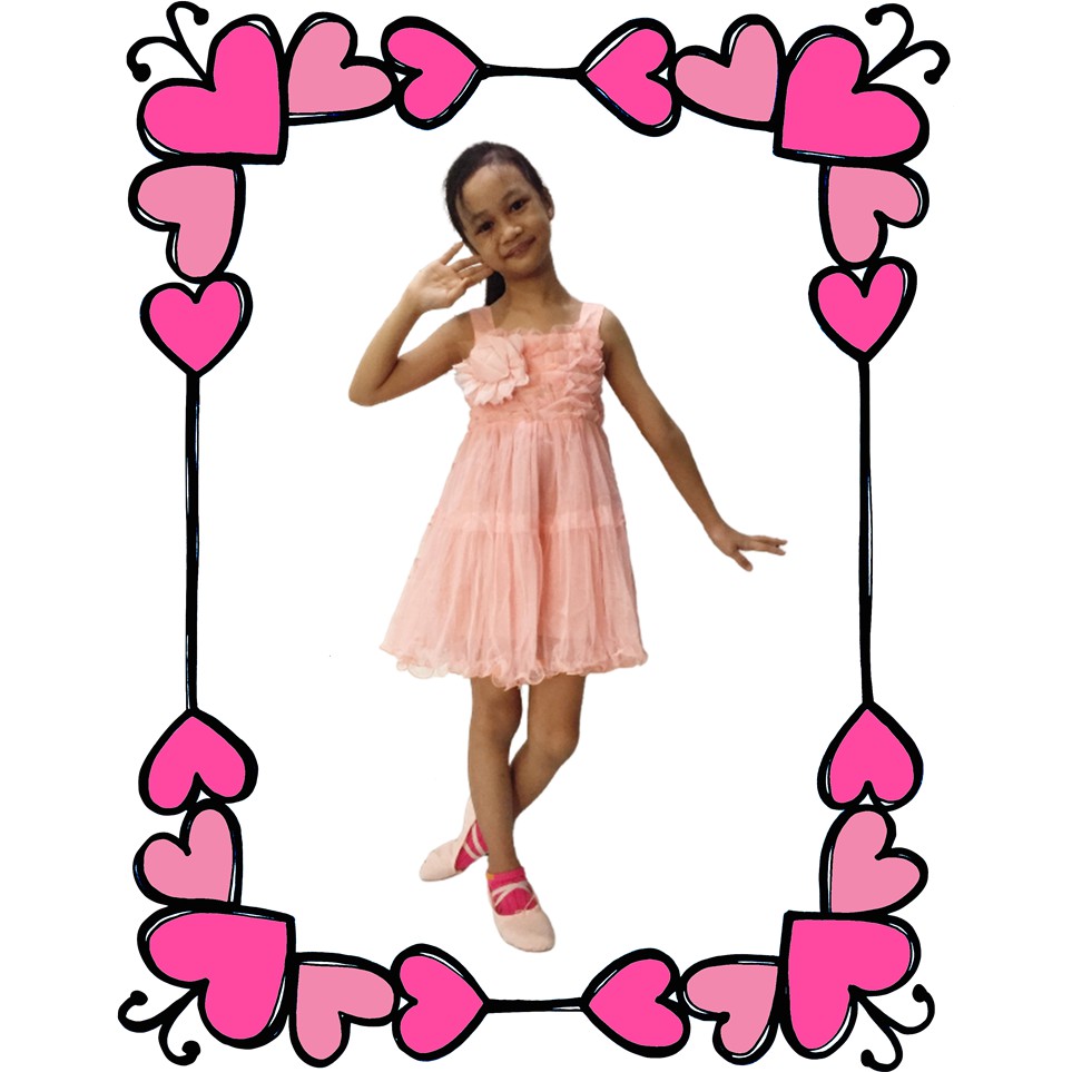 Dress Corsage Peach 533 Party Dress Baju Anak Perempuan