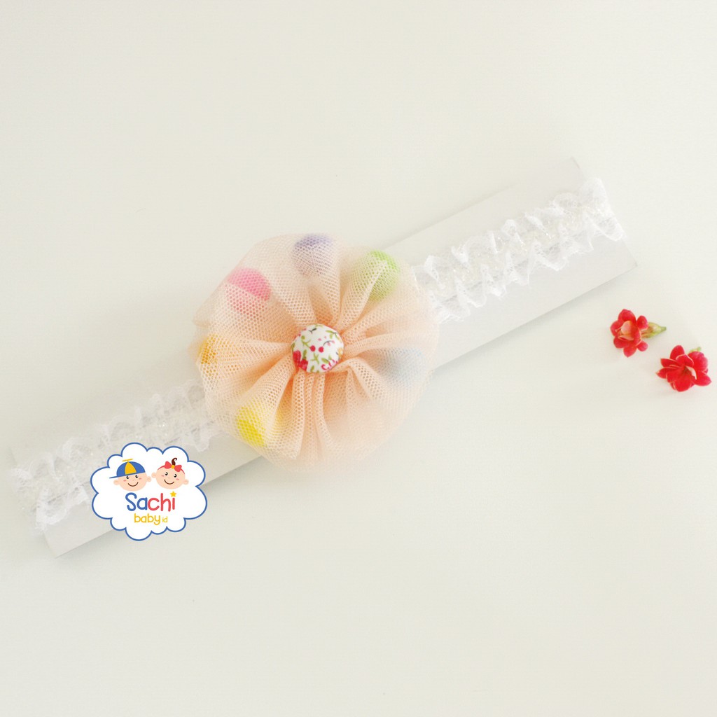 YooBerry Pita Anak Bando Bandana Bayi Korea Tulle Peach Sachi Baby SAA001 Berry Mart