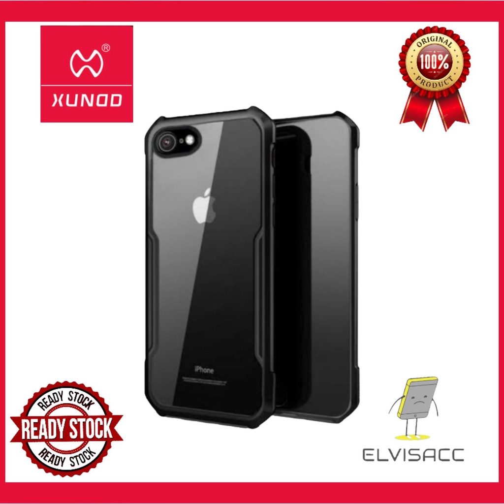 CASE IPHONE 6 / IPHONE 6S / IPHONE 6+ / IPHONE 6S+ / IPHONE 7 / IPHONE 8/ IPHONE SE 2020 / IPHONE 7+ / IPHONE 8+  XUNDD BEATLE ORIGINAL SOFT HARD CASE HYBRID ARMOR - CLEAR LIST BLACK