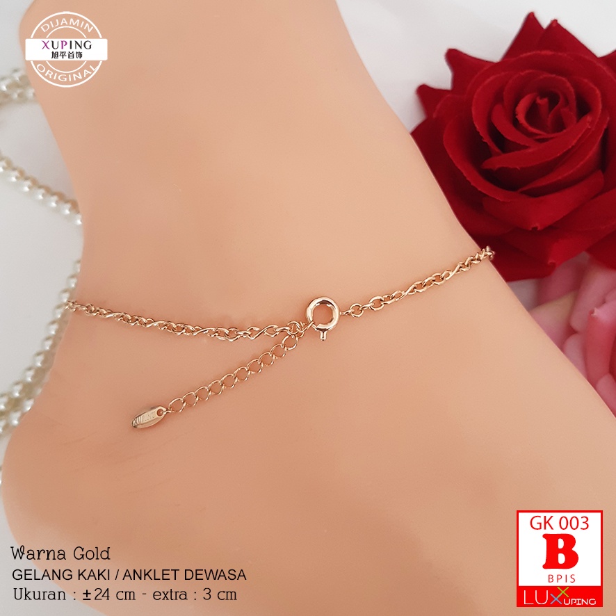 GK 003 Gelang Kaki Xuping Asli Bunga Perhiasan Imitasi Lapis Emas 18K Anklet Xuping Gelang Kaki Fashion Emas Imitasi Anklet Bunga Luxx Xuping