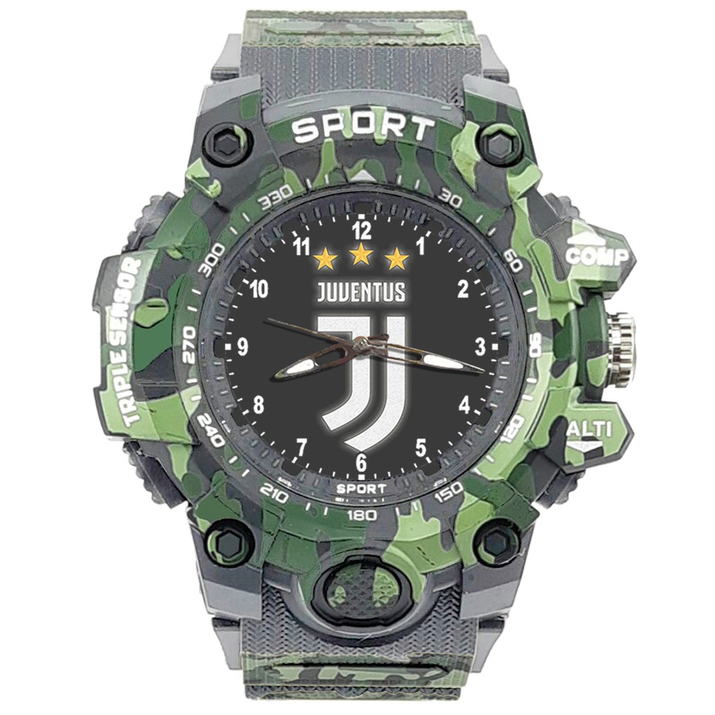 (ISTIMEWA BOSSQUE) JAM CUSTOM JUVENTUS STRAP ARMY - 5 Warna