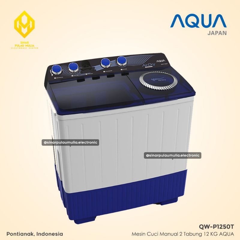 Aqua Mesin Cuci 2 Tabung Manual 12 KG Hijab Mode - QW-P1250T / QW P1250T / QWP1250T