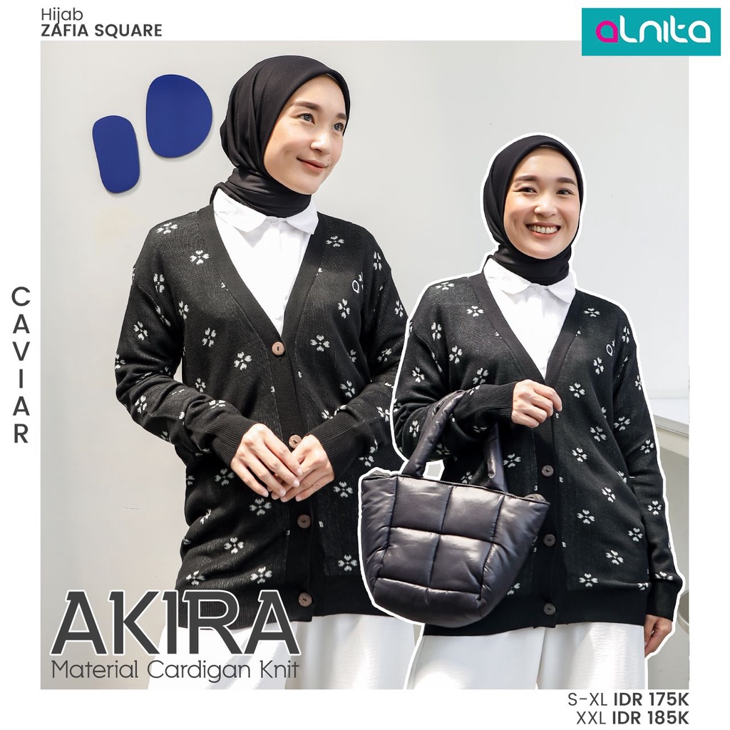 Alnita Cardigan Akira Bahan Cardigan Knit Outwear Fashion Muslimah Outfit Kulian Kekinian by Alnita bisa COD