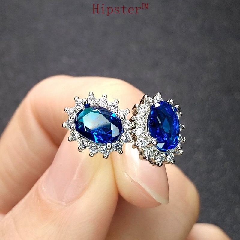 New Hot Sale Blue Crystal Jewelry Set Full Diamond SUNFLOWER Ornament Set