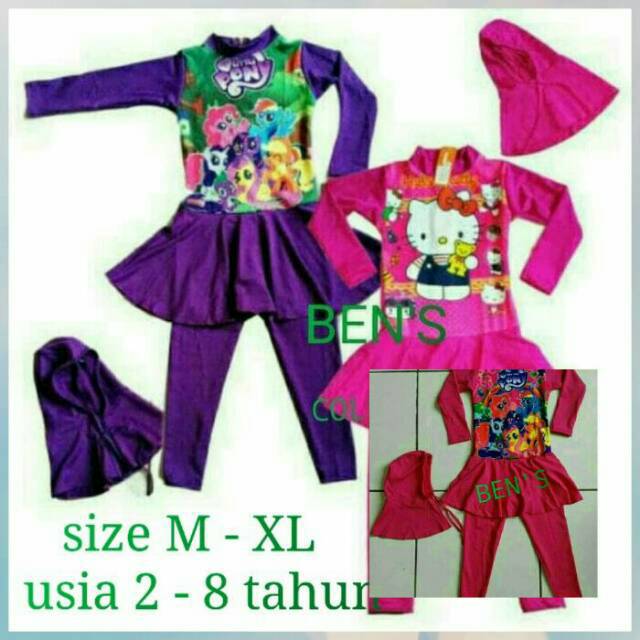 SWIMSUIT BAJU RENANG ANAK PEREMPUAN MUSLIMAH SD/TK MUSLIM SIZE M - XL BEN'S / KENK ORI ORIGINAL