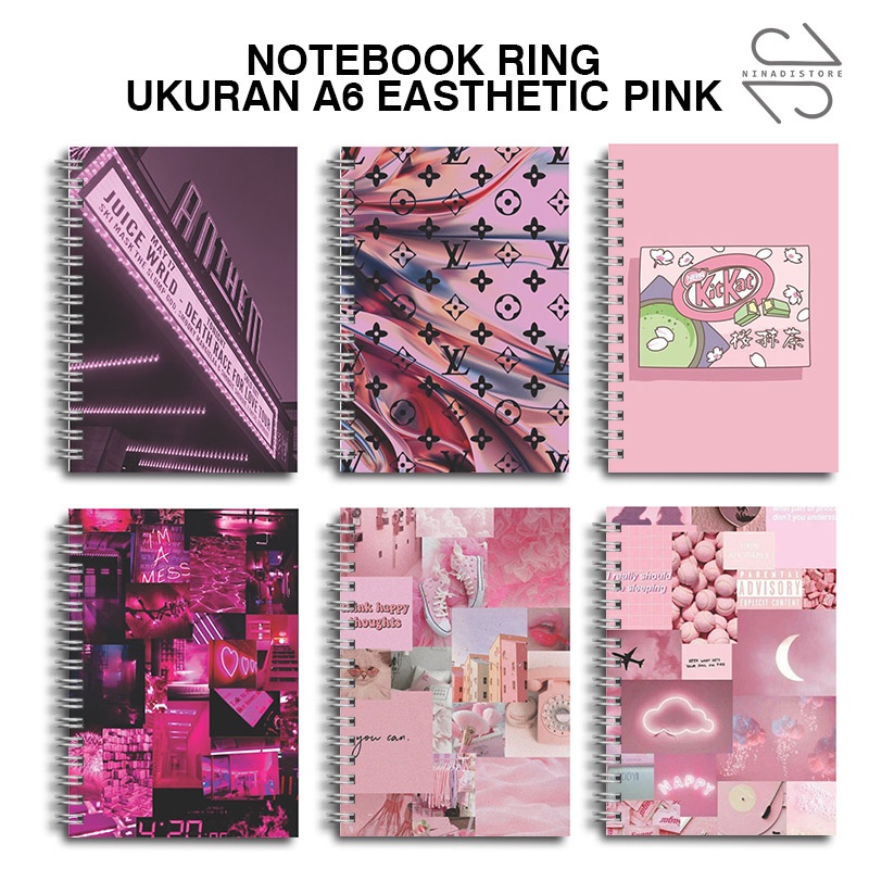 

(BELI 6 GRATIS 1)Buku Tulis Catatan buku notebook buku diary Notebook Ring Spiral A6 60 Lembar koleksi gambar PINK part2