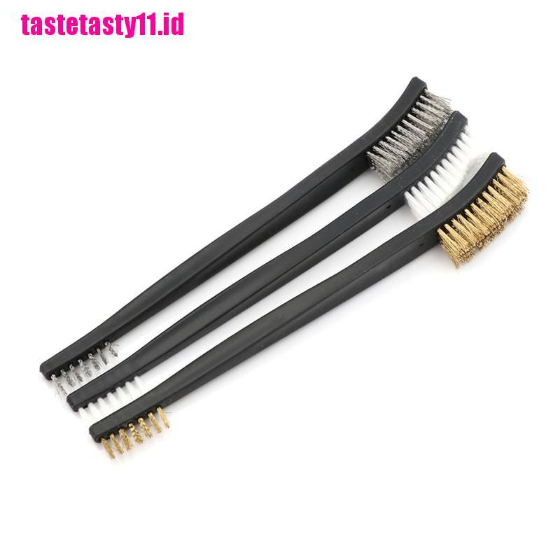 【TTID】3pcs Mini Stainless Steel Brass Nylon Wire Brush Set Cleaning Polish Tool